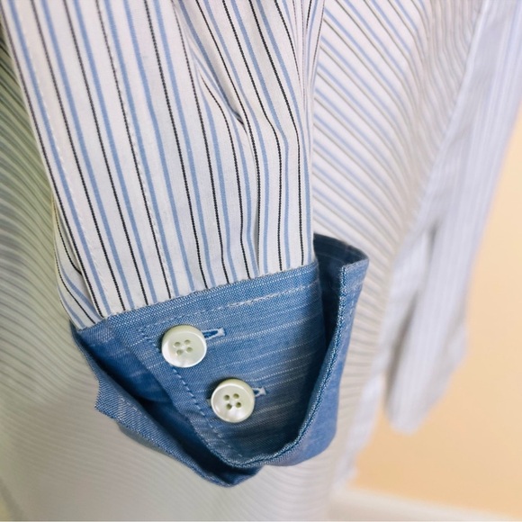 New! FRAME Striped Belted Wrap Shirt Dress - Picture 8 of 9